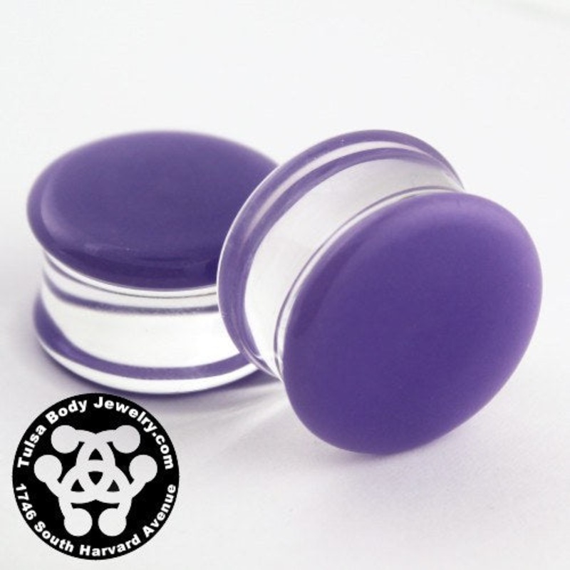 Purple Double Flare Plugs by Glasswear Studios 4 gauge (5mm) Purple Pair