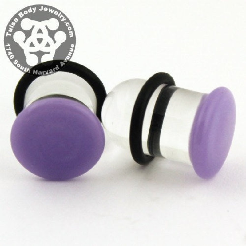 Purple Single Flare Plugs by Glasswear Studios 12 gauge (2mm) Purple Pair