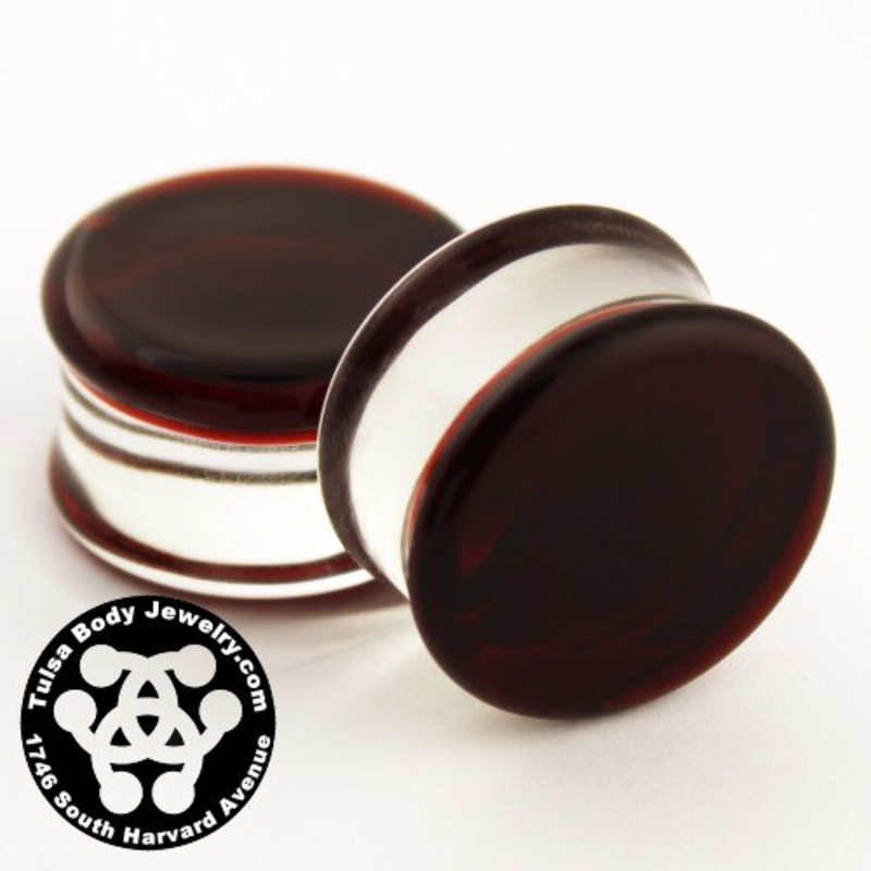 Ruby Double Flare Plugs by Glasswear Studios 4 gauge (5mm) Ruby Pair
