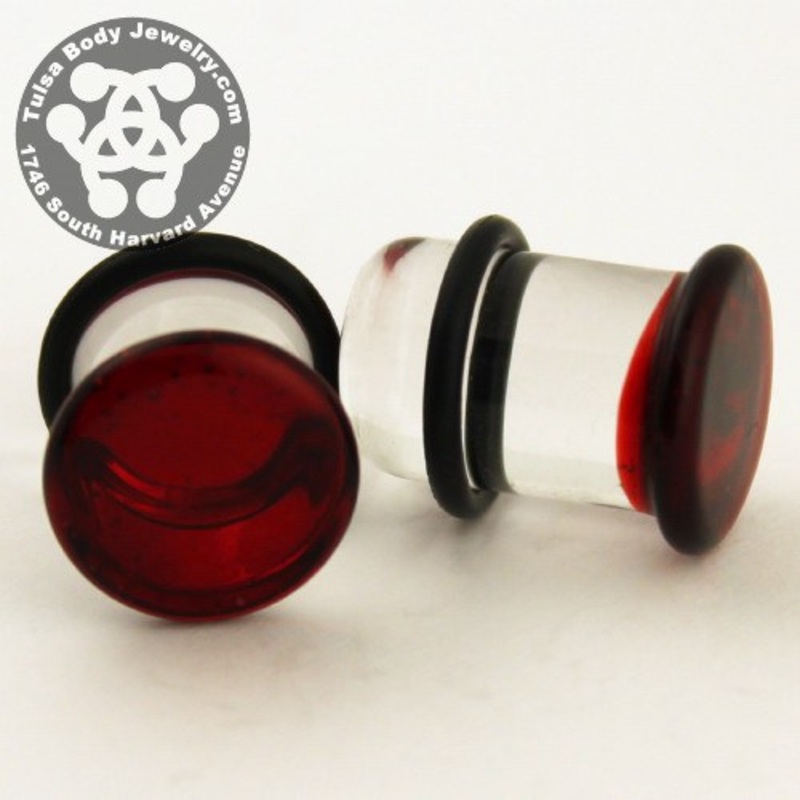 Ruby Single Flare Plugs by Glasswear Studios 12 gauge (2mm) Ruby Pair