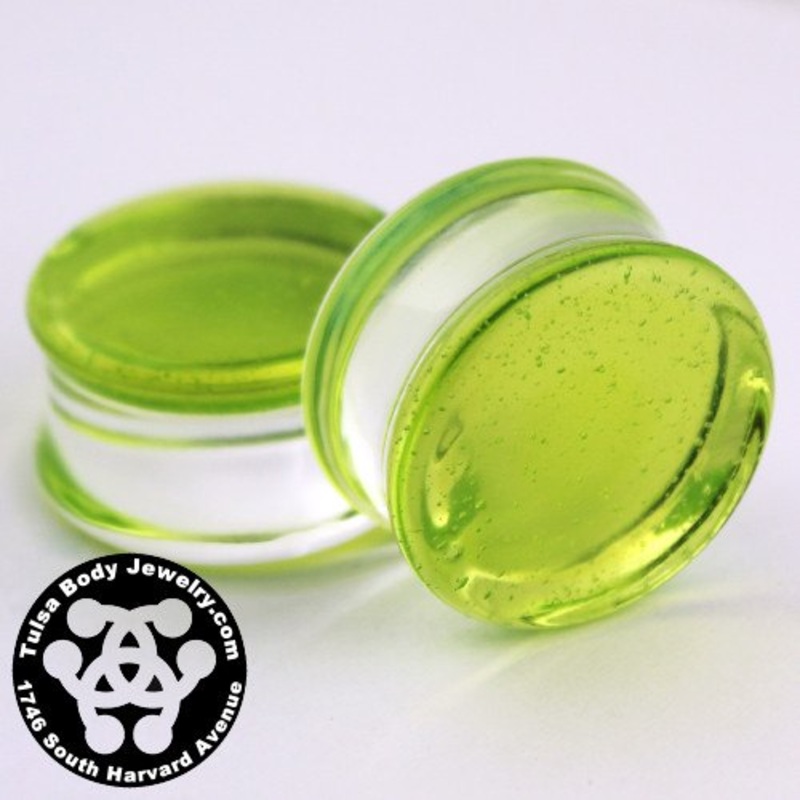 Slime Double Flare Plugs by Glasswear Studios 4 gauge (5mm) Slime Pair