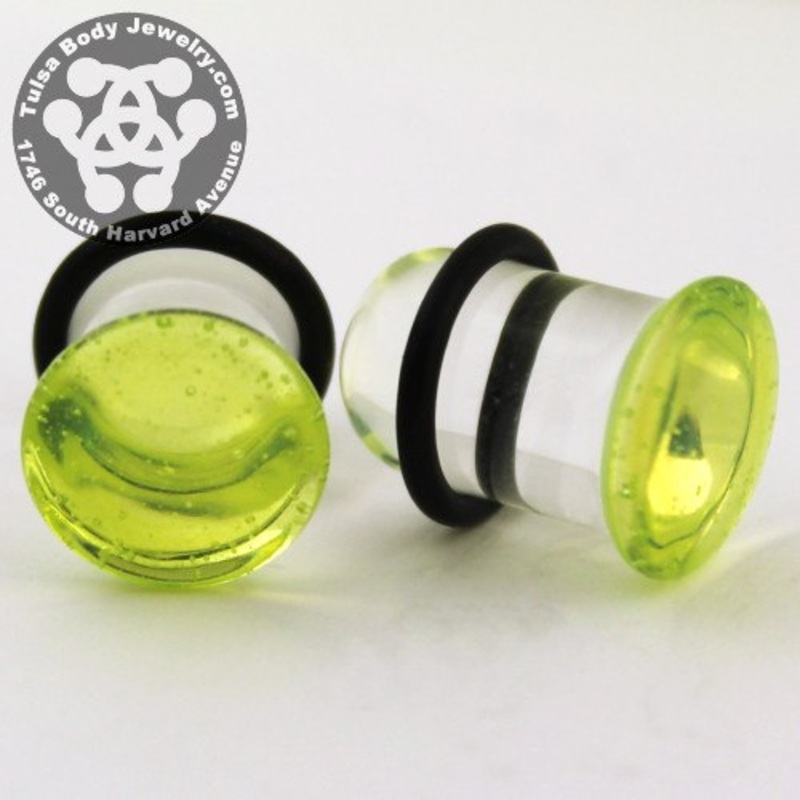 Slime Single Flare Plugs by Glasswear Studios 12 gauge (2mm) Slime Pair