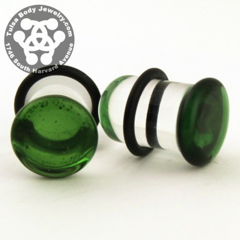 Translucent Green Single Flare Plugs by Glasswear Studios 12 gauge (2mm) Translucent Green Pair