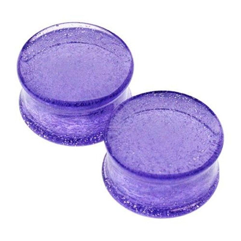Translucent Purple Solid Color Plugs by Glasswear Studios 0 gauge (8mm) Translucent Purple Pair