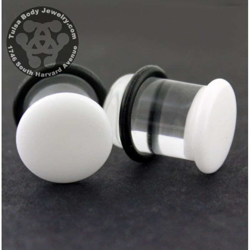 White Single Flare Plugs by Glasswear Studios 12 gauge (2mm) White Pair