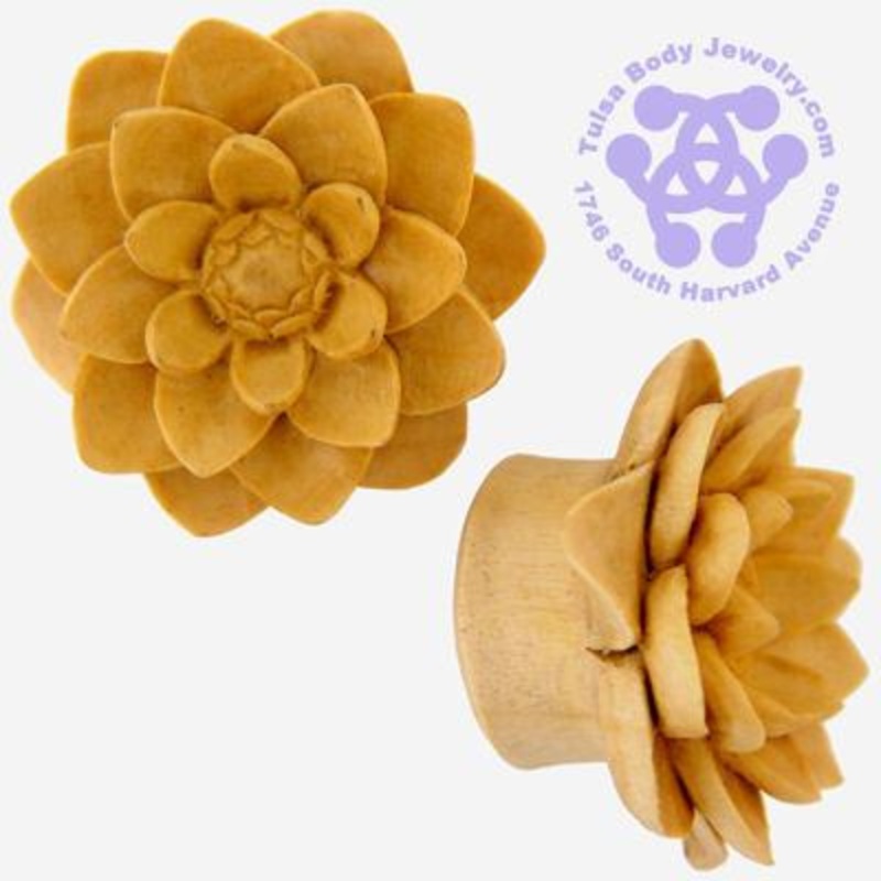 White Water Lily Plugs by Urban Star Organics 8 gauge (3mm) Crocodile Wood Pair