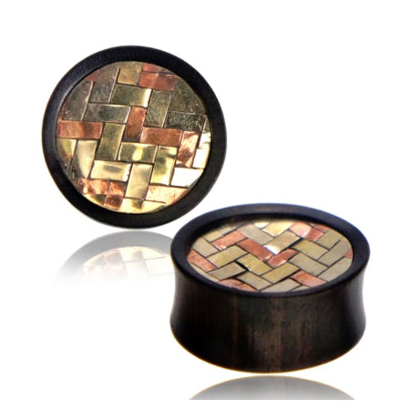 Woven Metals Inlay Arang Wood Plugs 1/2 inch (13mm) Arang Wood Pair