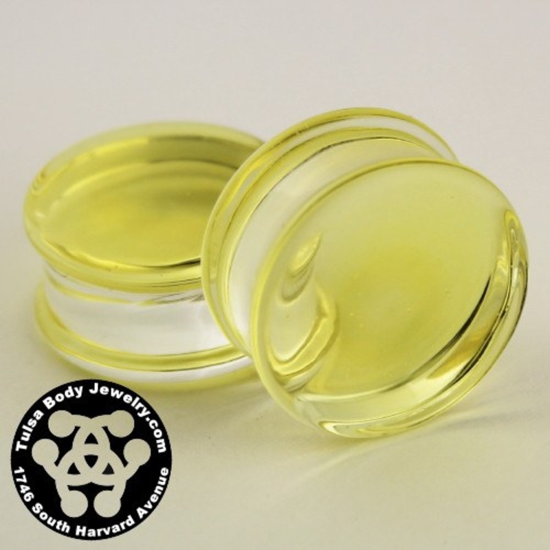 Yellow Double Flare Plugs by Glasswear Studios 4 gauge (5mm) Yellow Pair