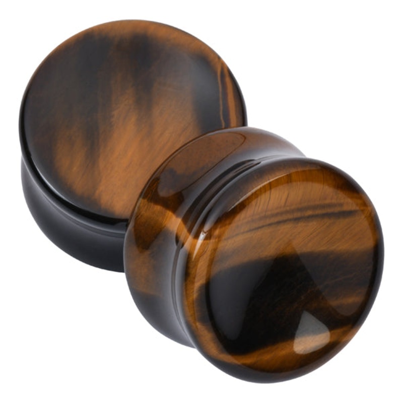 Yellow Tiger Eye Concave Plugs 2 gauge (6mm) Tiger Eye