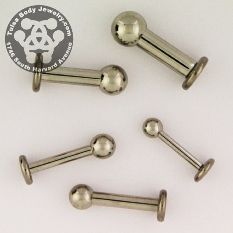 14g Stainless 3-Piece Labret by Industrial Strength 14g – 3/8″ long – 5/32″ ball Stainless Steel