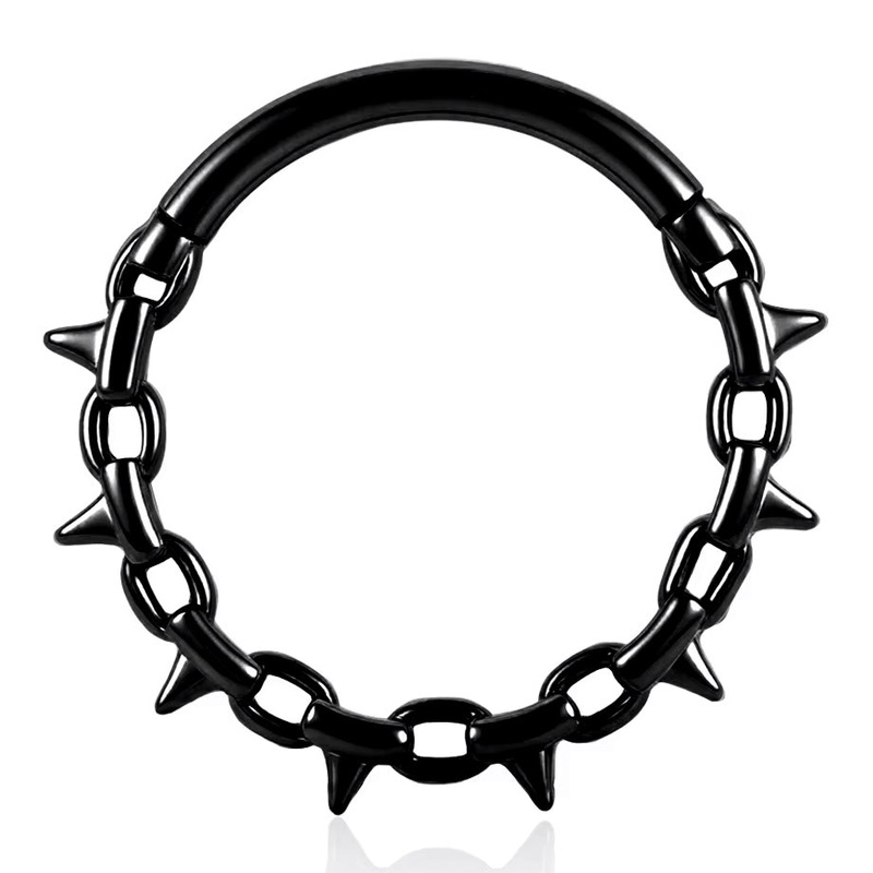 16g Black Spike Chain Hinged Segment Ring 16g – 5/16″ diameter (8mm) Black Stainless