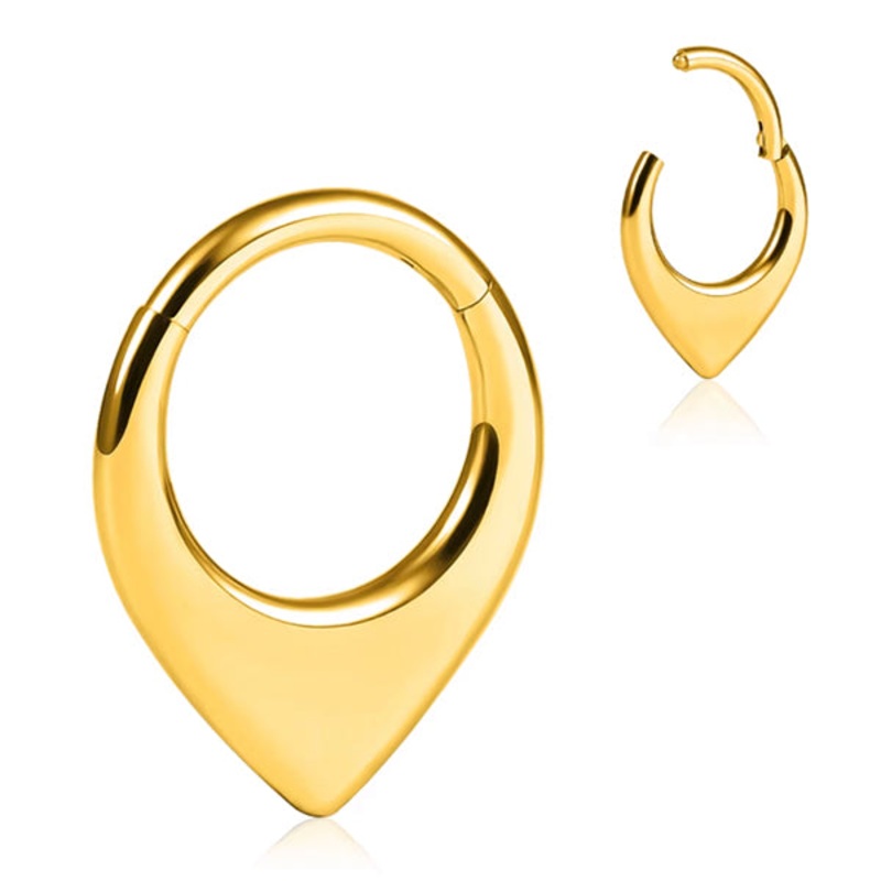 16g Gold V Hinged Segment Ring 16g – 5/16″ diameter (8mm) Gold Stainless