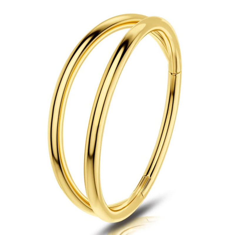 18g Gold Double Hinged Ring 18g – 5/16″ diameter (8mm) Gold Stainless