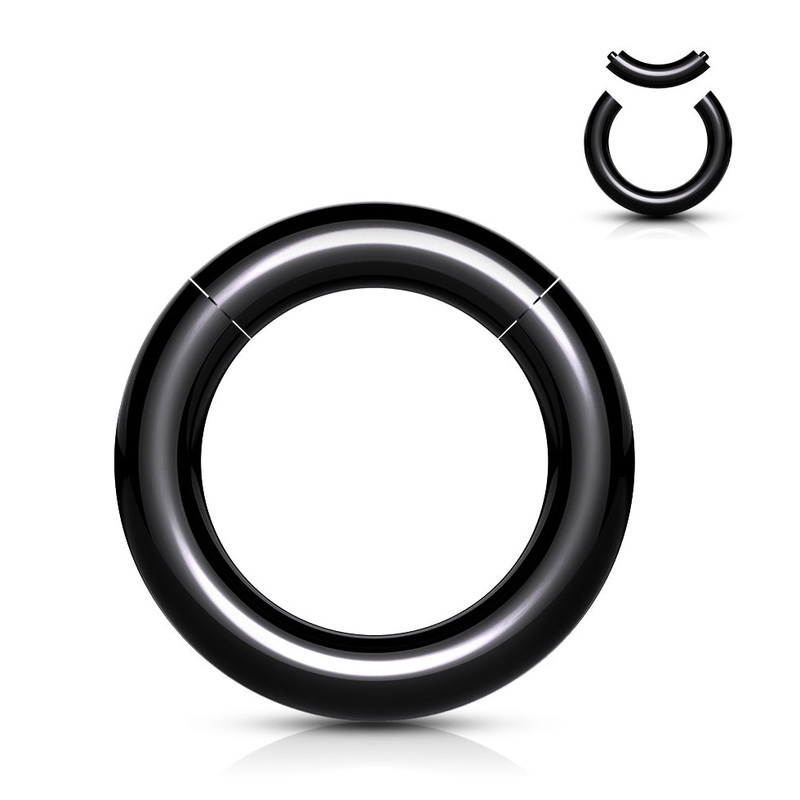 Black Acrylic Segment Ring 8g – 15/32″ diameter (12mm) Black