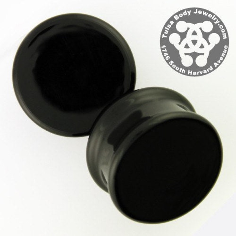 Black Solid Color Plugs by Glasswear Studios 9/16 inch (14mm) Black Pair