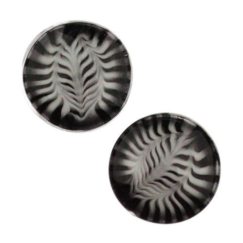 Black & White Feather Plugs by Gorilla Glass 2 gauge (6mm) Black & White Pair