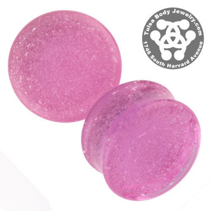 Plasma Pink Solid Color Plugs by Glasswear Studios 7/16 inch (11mm) Plasma Pink Pair