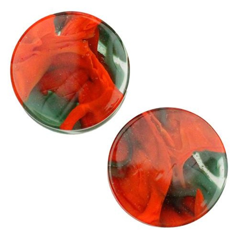 7/16″ Aqua & Orange Power Plugs by Gorilla Glass 7/16 inch (11mm) Aqua Orange Pair