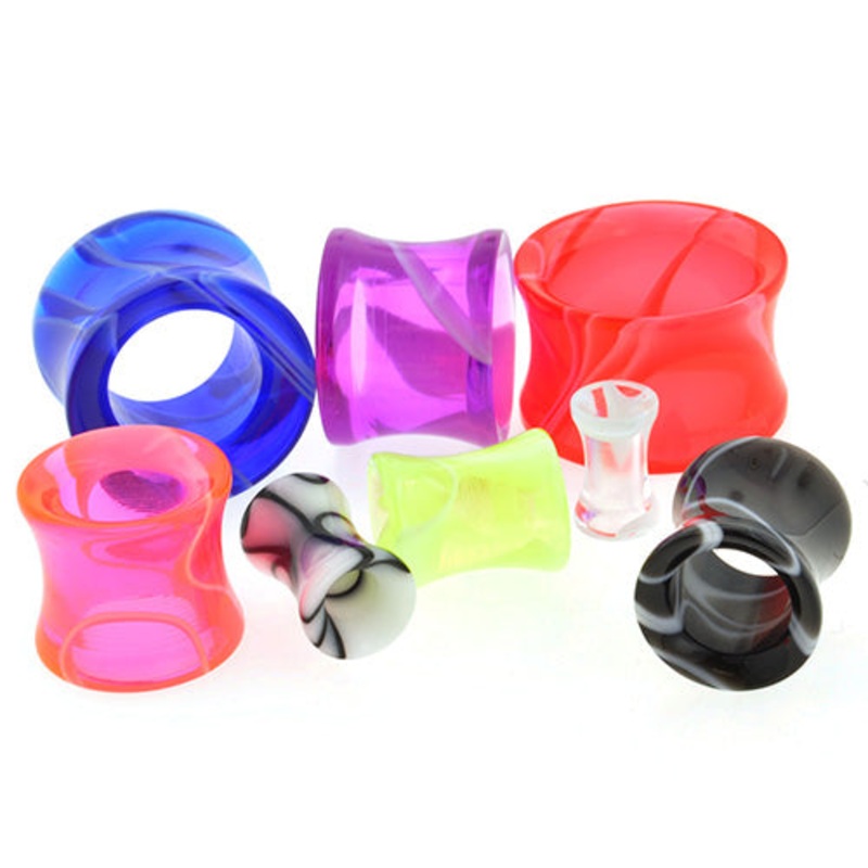 Acrylic Marbled Tunnels 8 gauge (3mm) Black Pair