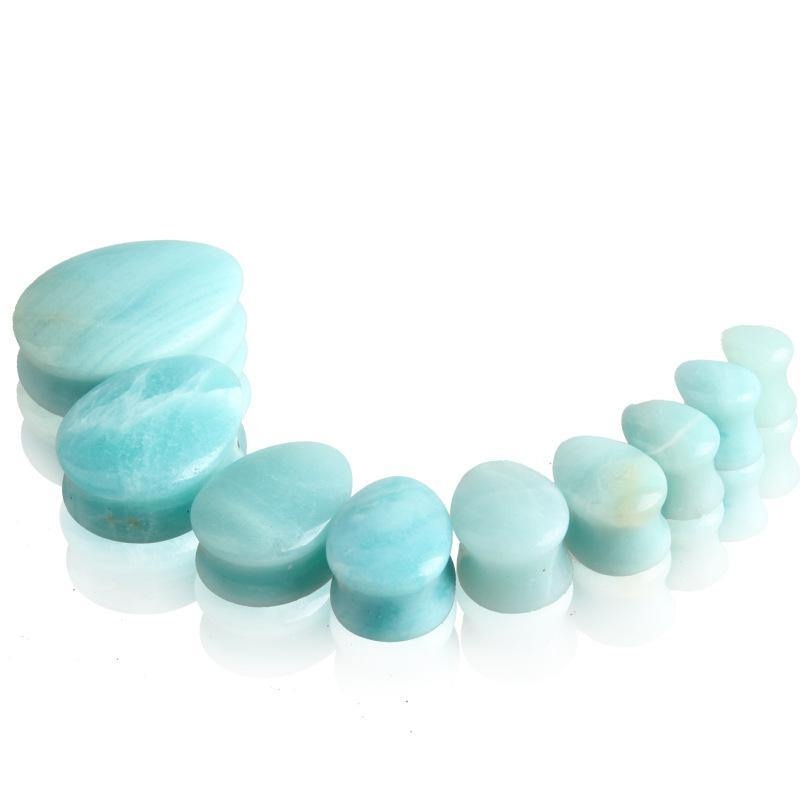 Amazonite Teardrop Plugs 00 gauge (10mm) Amazonite Pair