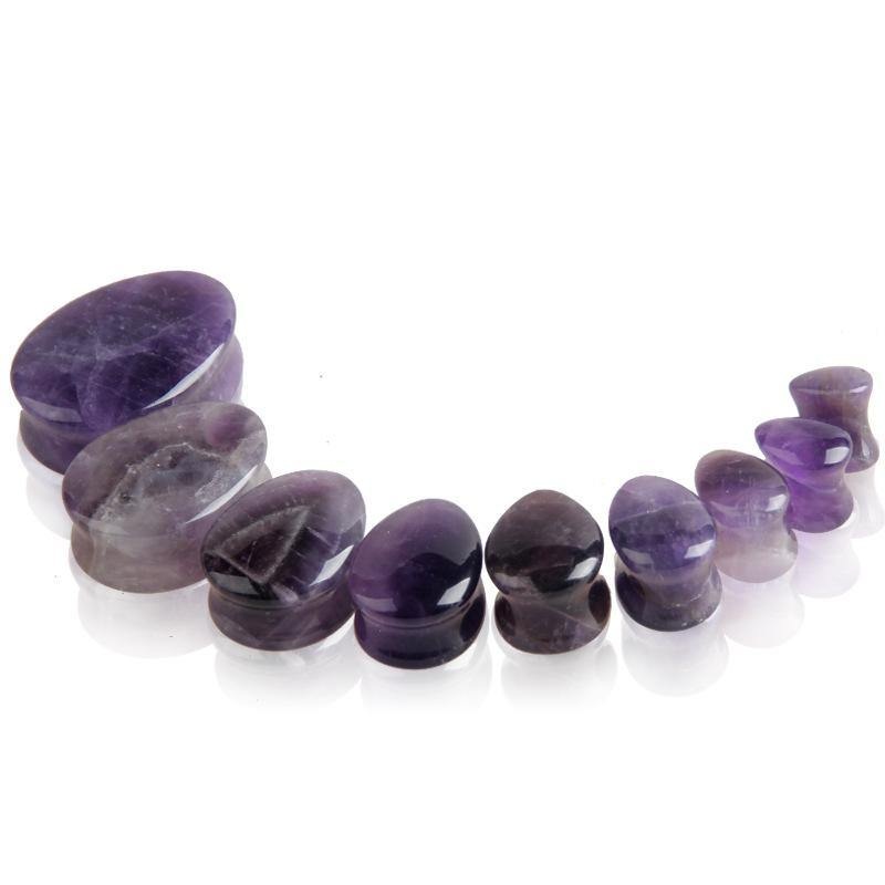 Amethyst Teardrop Plugs 0 gauge (8mm) Amethyst Pair