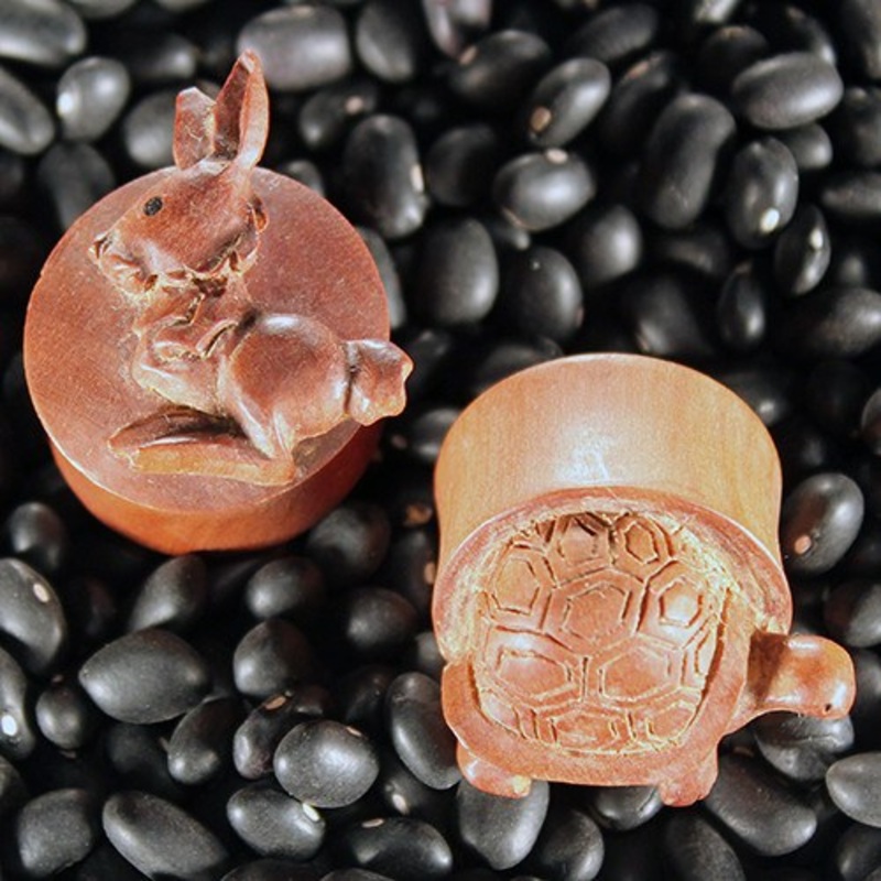 Rabbit & Turtle Plugs by Urban Star Organics 00 gauge (9.5mm) Sabo Wood Pair