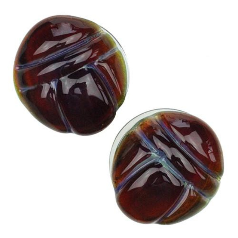 Scarab Plugs by Glasswear Studios 3/4 inch (19mm) Sapphire Pair