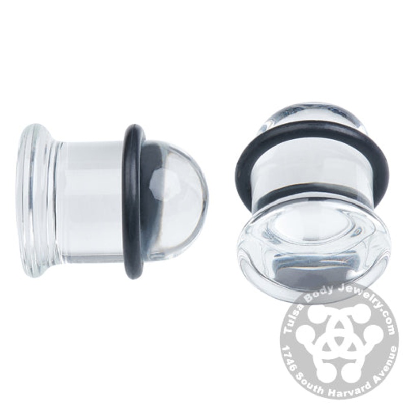 Single Flare Clear Plugs by Glasswear Studios 12 gauge (2mm) Clear Pair