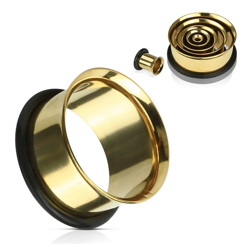Single Flare Gold Tunnels 10 gauge (2.5mm) Gold Pair