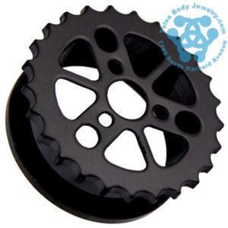 Sprocket Black Screw-On Tunnels 1/2 inch (12mm) Black Pair