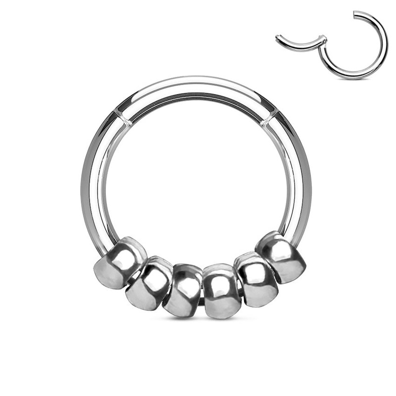 Stainless Beaded Hinged Ring 16g – 5/16″ diameter (8mm) Stainless Steel