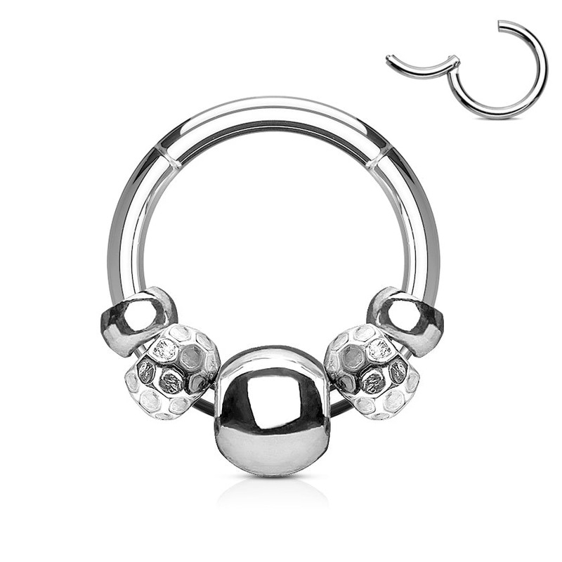 Stainless Beaded Hinged Segment Ring 16g – 5/16″ diameter (8mm) Stainless Steel