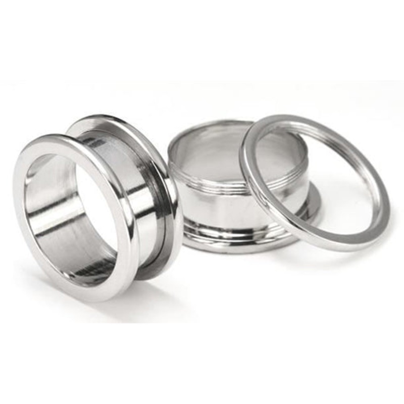 Stainless Screw-On Tunnels 00 gauge (9mm) Stainless Steel Pair