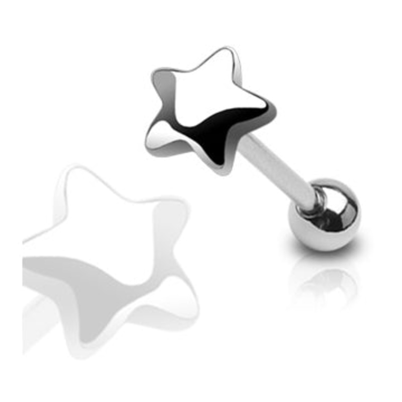 Star Stainless Tongue Barbell 14g – 5/8″ long (16mm) Stainless Steel