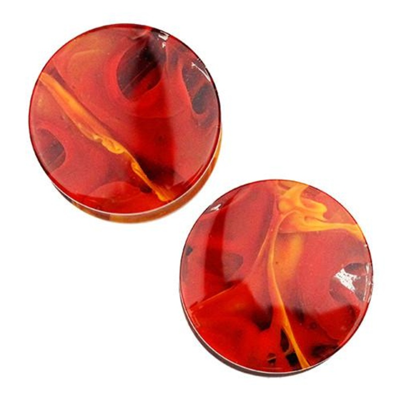 Tangerine & Brown Power Plugs by Gorilla Glass 1/2 inch (12mm) Tangerine Brown Pair