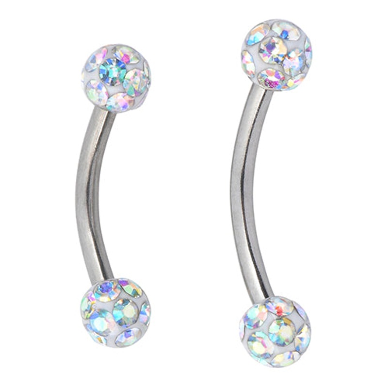 16g Ferido CZ Curved Barbell 16g – 5/16″ long (8mm) Aqua Stainless Steel