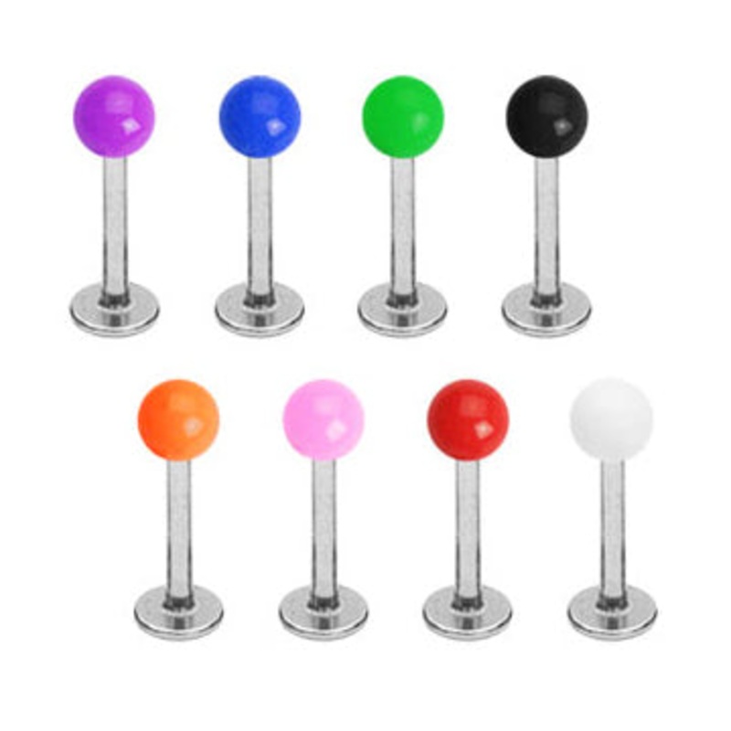 16g Opaque Labret 16g – 5/16″ long (8mm) – 3mm ball Black