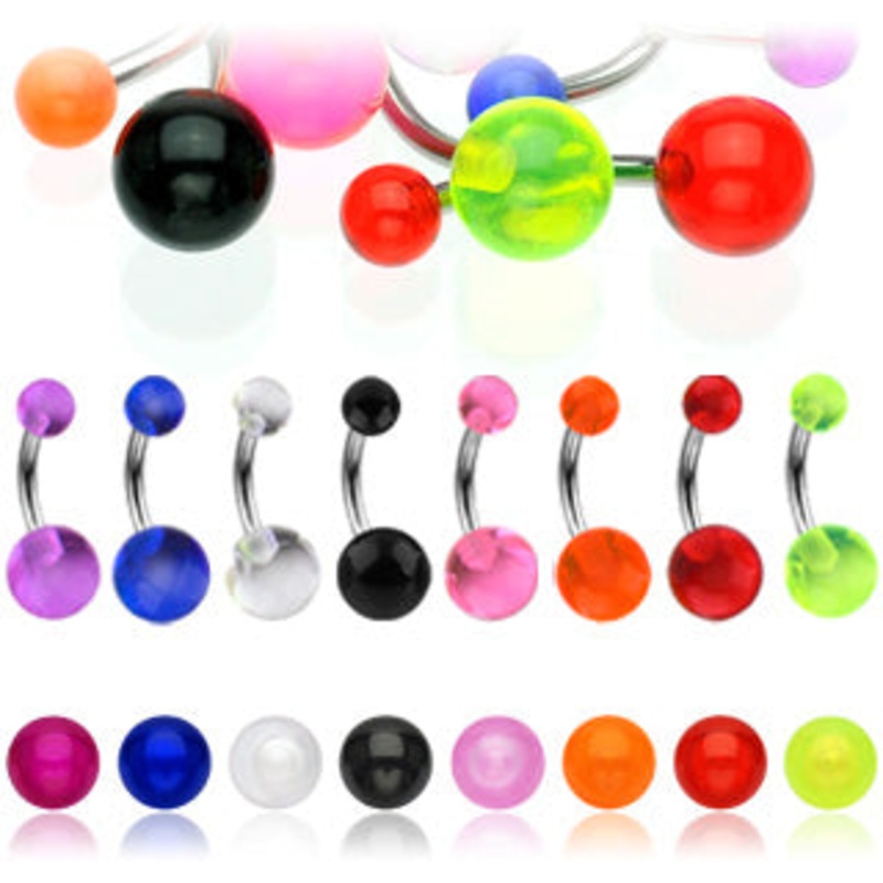 Acrylic Belly Ring 14g – 3/8″ long (10mm) Clear