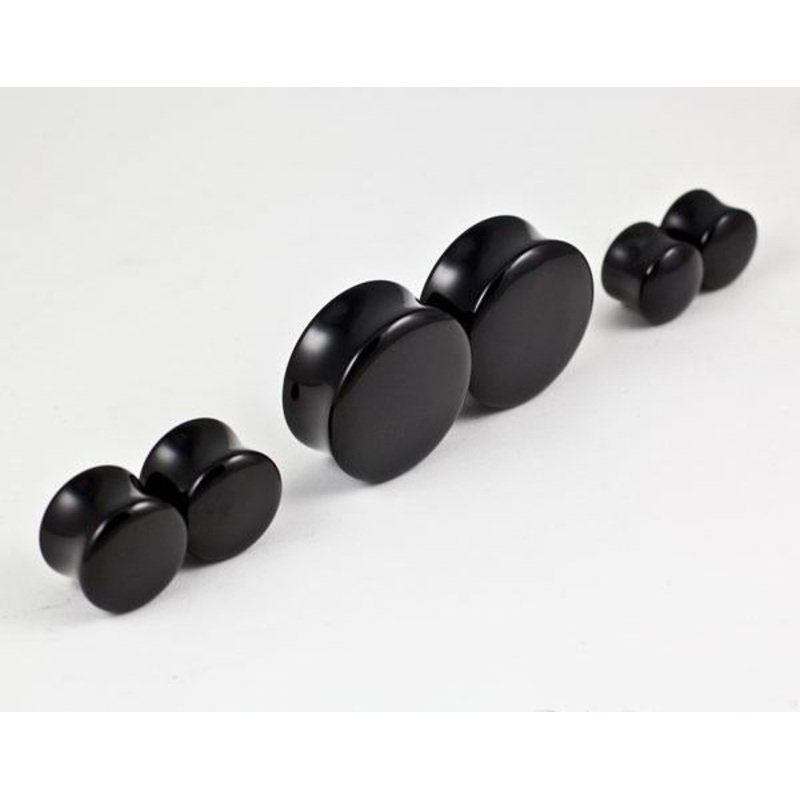 Black Onyx Plugs by Oracle Body Jewelry 9/16 inch (14mm) Black Onyx Pair