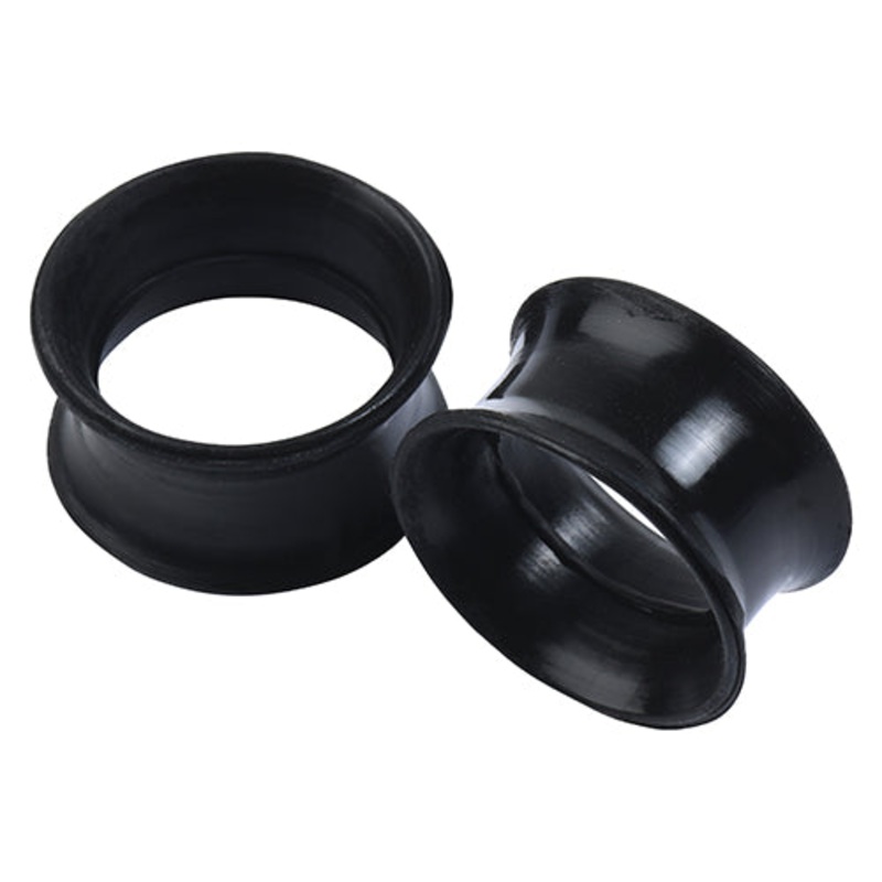 Black Thin-Wall Silicone Tunnels 2 gauge (6mm) Black Pair