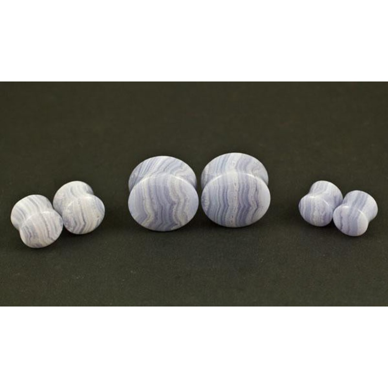 Blue Lace Agate Plugs by Oracle Body Jewelry 8 gauge (3mm) Blue Lace Agate Pair