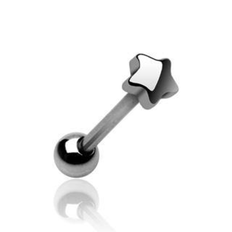Mini Star Stainless Tongue Barbell 14g – 5/8″ long (16mm) Stainless Steel