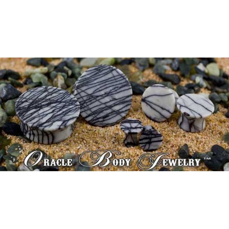 Picasso Jasper Mayan Plugs by Oracle Body Jewelry 4 gauge (5mm) Picasso Jasper Pair