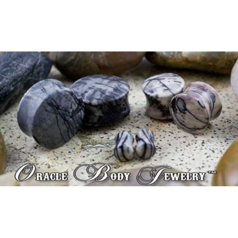 Picasso Jasper Plugs by Oracle Body Jewelry 8 gauge (3mm) Picasso Jasper Pair