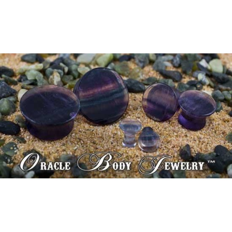 Rainbow Fluorite Mayan Plugs by Oracle Body Jewelry 7/16 inch (11mm) Rainbow Fluorite Pair