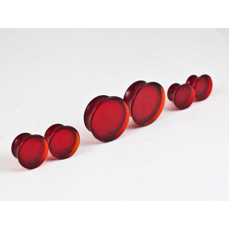 Red Quartz Mayan Plugs by Oracle Body Jewelry 8 gauge (3mm) Red Quartz Pair