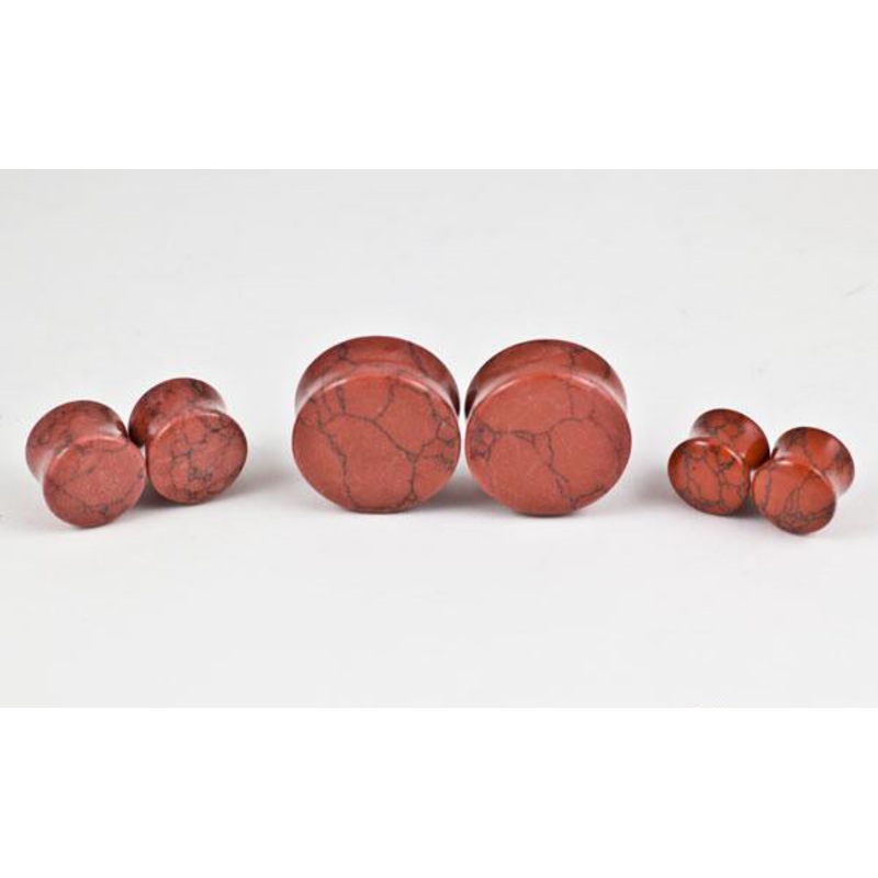 Red Turquoise Plugs by Oracle Body Jewelry 8 gauge (3mm) Red Turquoise Pair
