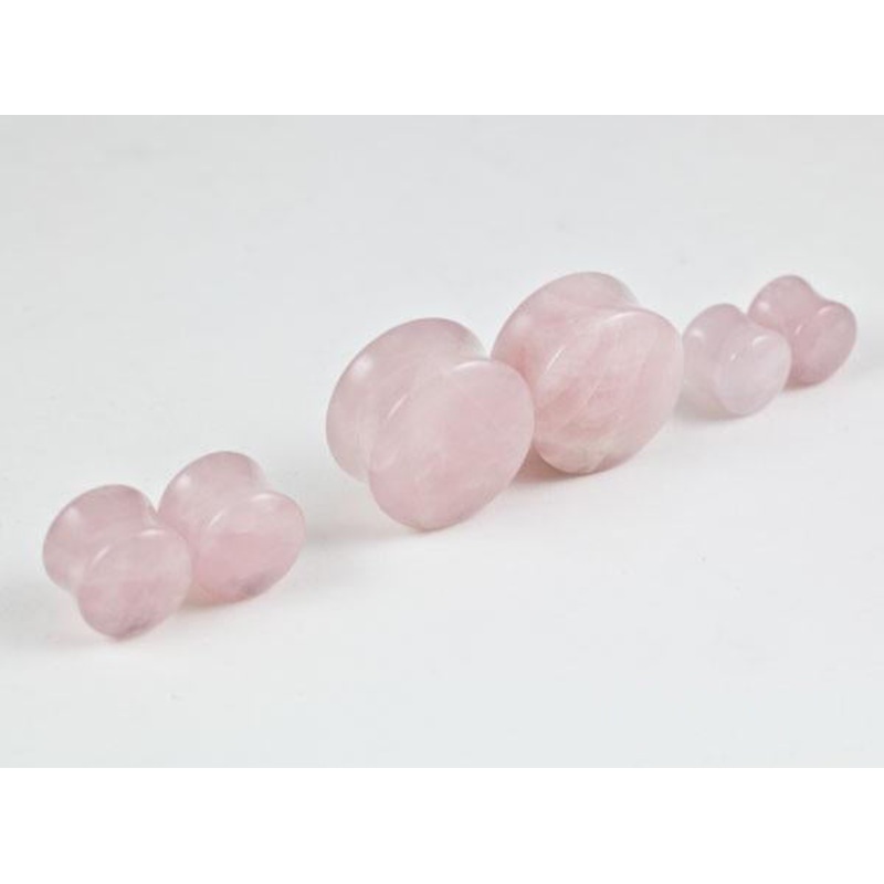 Rose Quartz Plugs by Oracle Body Jewelry 6 gauge (4mm) Rose Quartz Pair