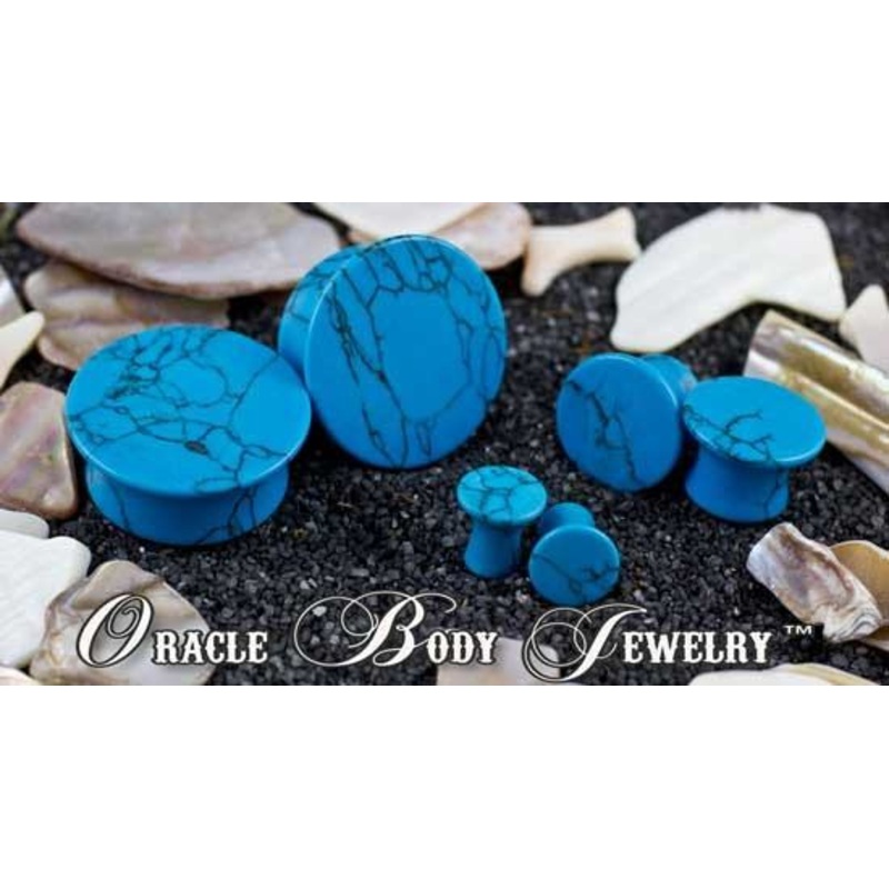 Turquoise Mayan Plugs by Oracle Body Jewelry 2 gauge (6mm) Turquoise Pair