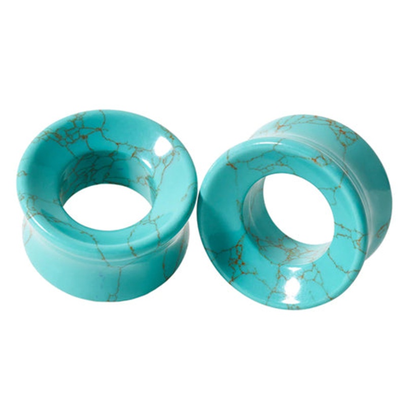 Turquoise Tunnels by Diablo Organics 9/16 inch (14mm) Turquoise Pair
